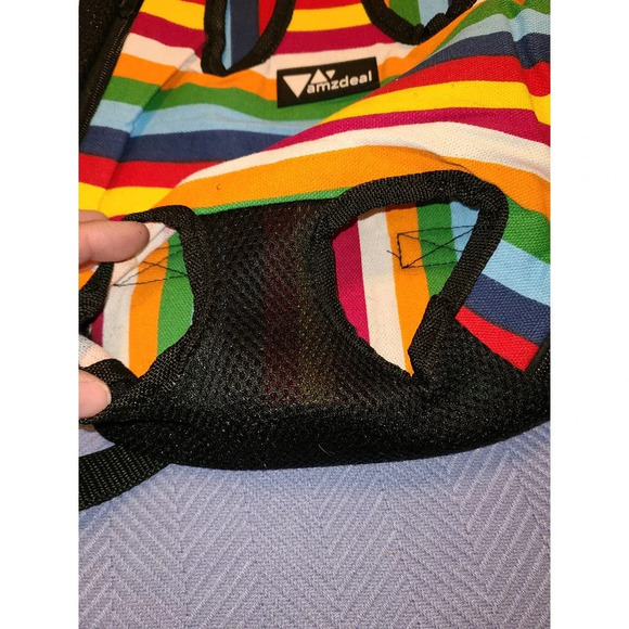New Pet Cat Dog Carrier Backpack Rainbow Colorful Striped Pattern - Picture 5 of 7